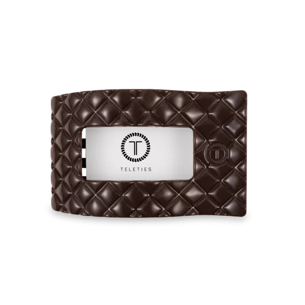 Teleties Truly Taupe Quilted Medium Flat Rectangle Hair Clip