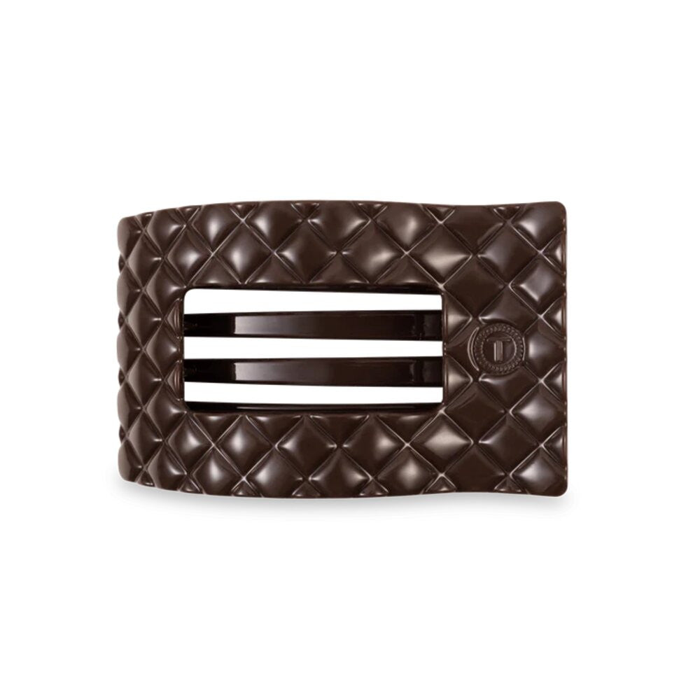 Teleties Truly Taupe Quilted Medium Flat Rectangle Hair Clip