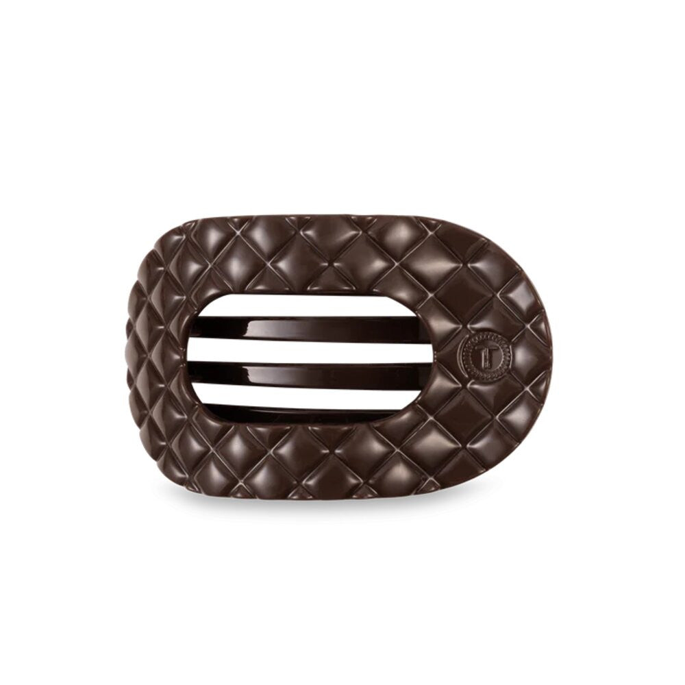 Teleties Truly Taupe Quilted Medium Flat Round Hair Clip