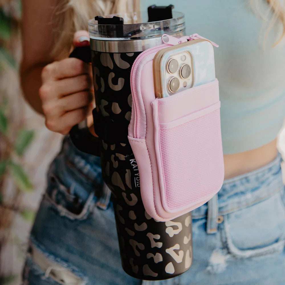 Katydid Light Pink Tumbler Bottle Zipper Pouch