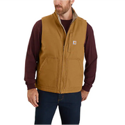 Carhartt Loose Fit Washed Duck Sherpa-Lined Mock-Neck Vest-Brown
