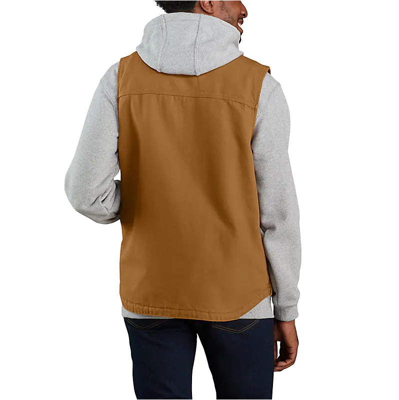 Carhartt Loose Fit Washed Duck Sherpa-Lined Mock-Neck Vest-Brown