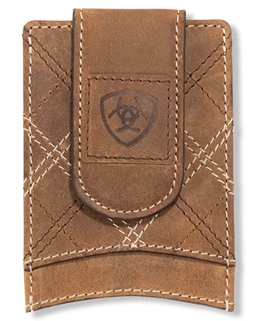 Ariat Card Case Cross Stitch Patch Medium Brown