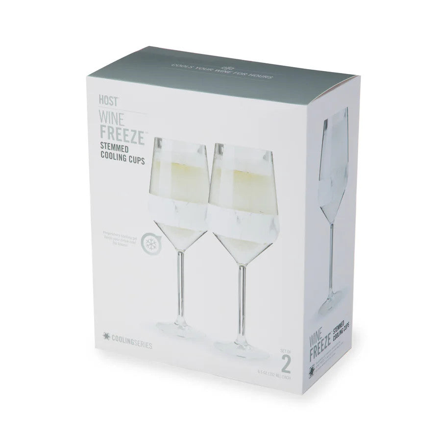 Host Stemmed Wine FREEZE Cooling Cup in Marble, Set of 2
