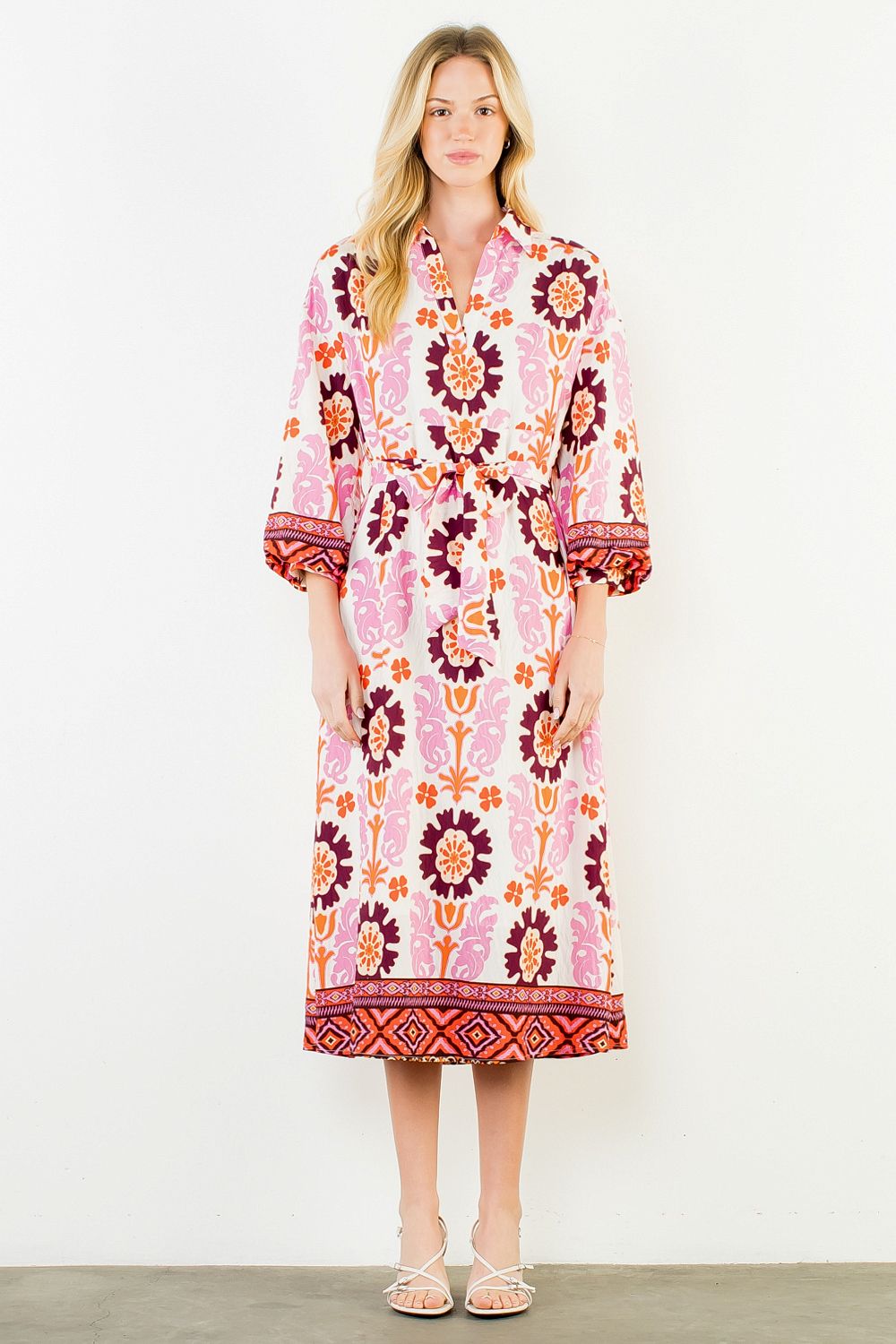 THML Women's Pink Floral Maxi Dress