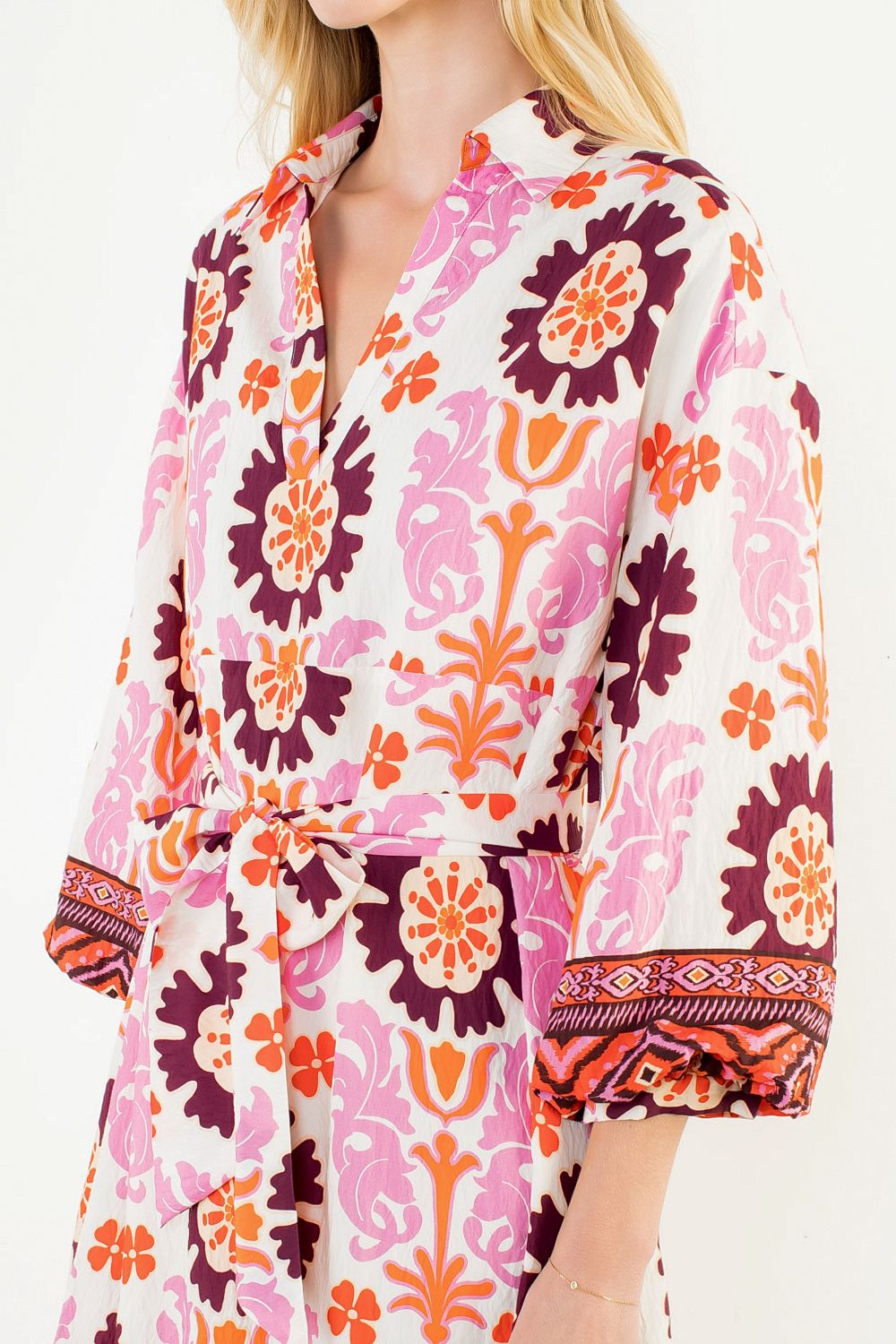THML Women's Pink Floral Maxi Dress