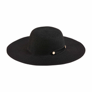 Mud Pie Black Collapsible Straw Hat