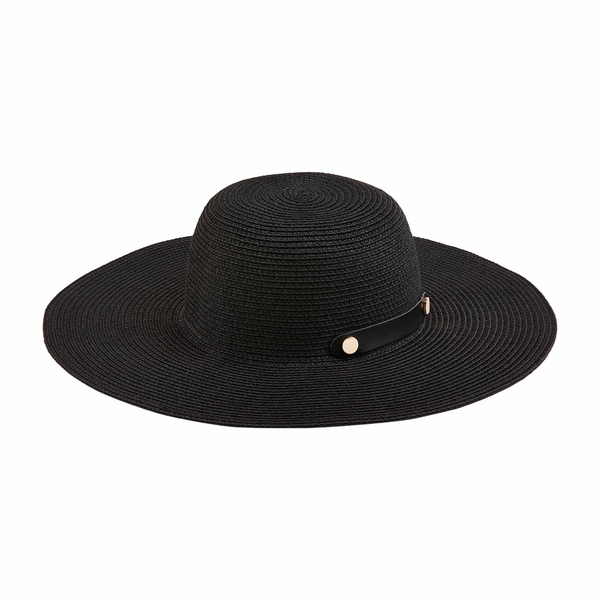 Mud Pie Black Collapsible Straw Hat