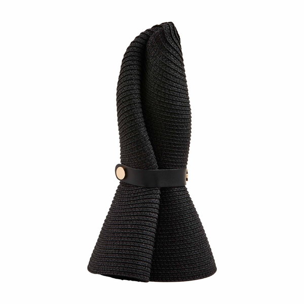 Mud Pie Black Collapsible Straw Hat