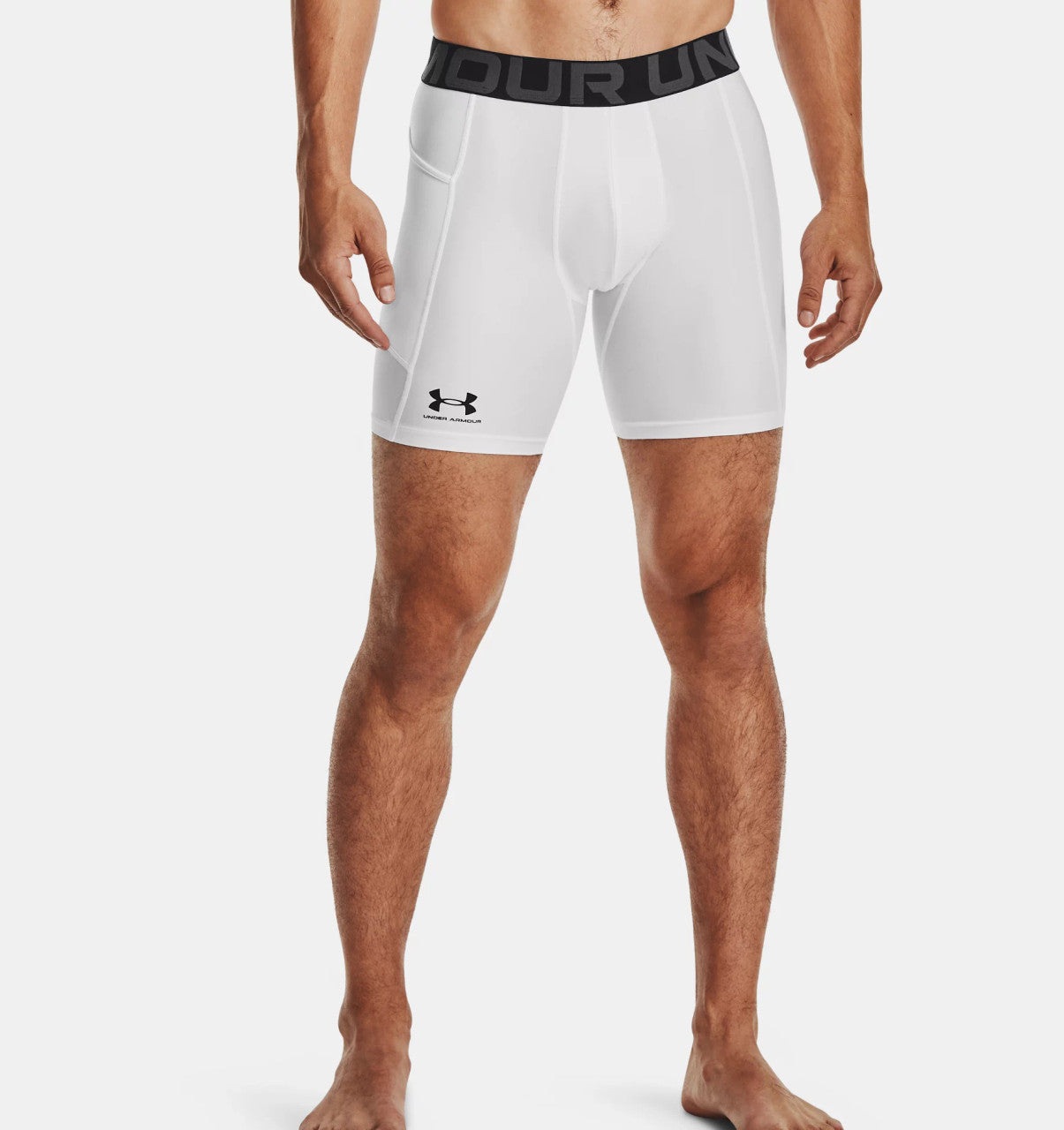 Under Armour HeatGear Compression Shorts-White/Black