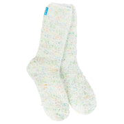World’s Softest Cozy Spring Crew Socks – White Confetti