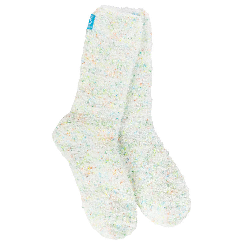 World’s Softest Cozy Spring Crew Socks – White Confetti