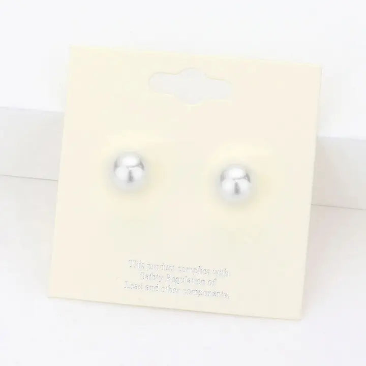 Sensibling 8mm Pearl Stud Earrings - White