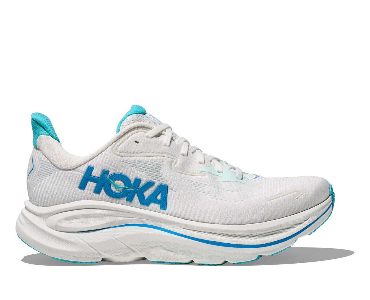 Hoka Men's Clifton 10 Running Shoe - White/Skyward Blue