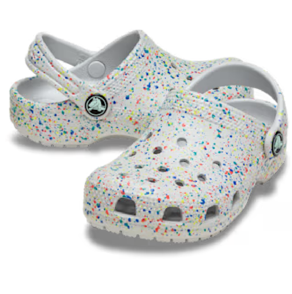 Crocs Kids' Classic Glow Paint Splatter Clog - Summit White/Multi