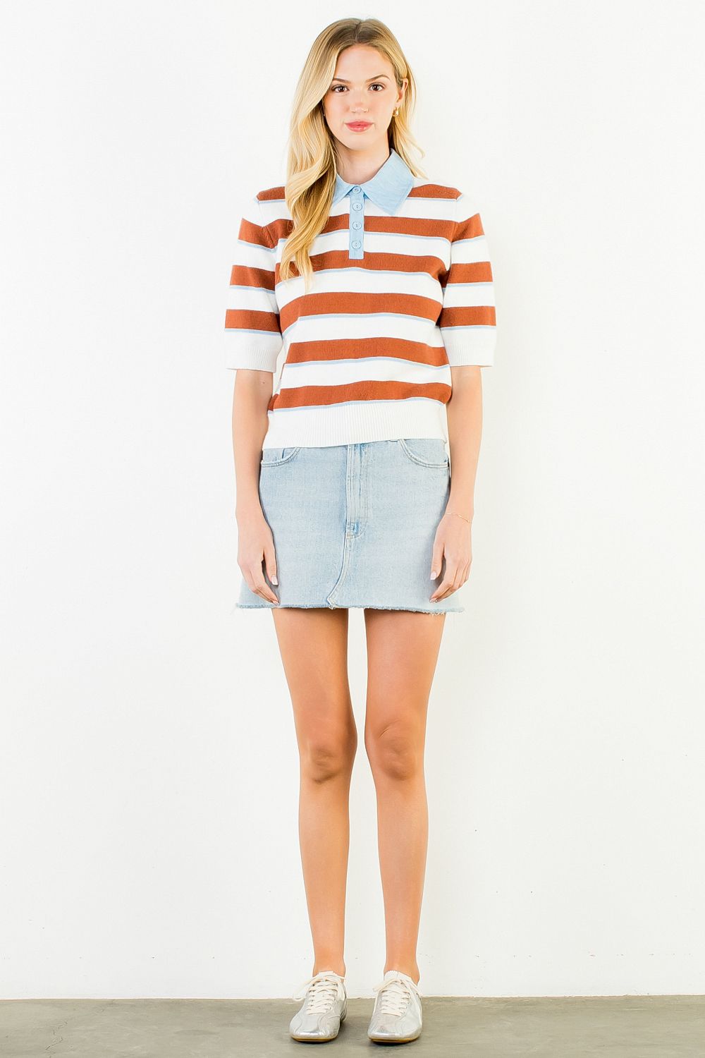 THML Women's Stripe Knit Top