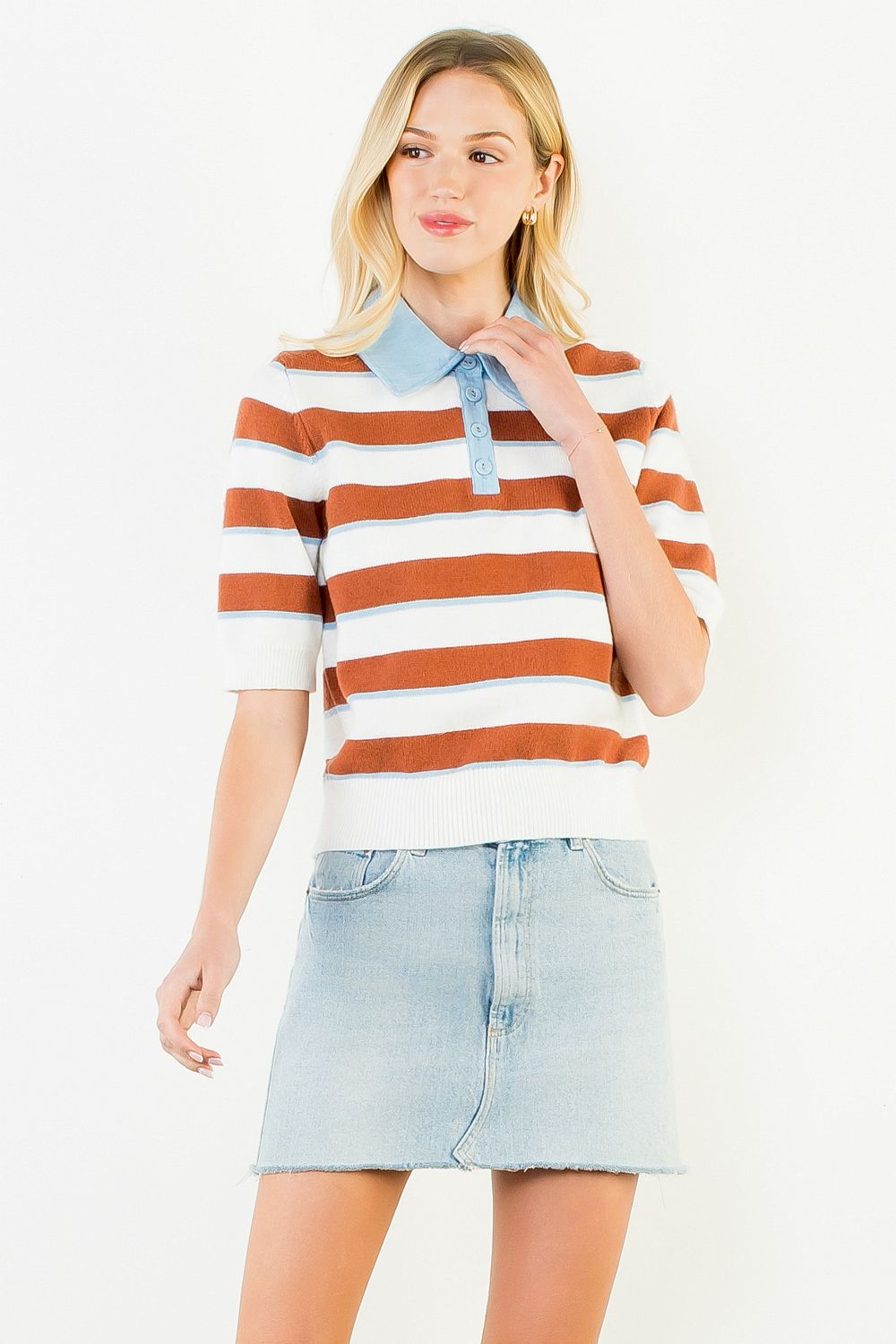 THML Women's Stripe Knit Top