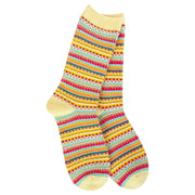 World’s Softest Weekend Boho Crew Socks - Yellow Stripe