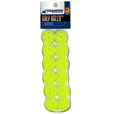 Champro Yellow Optic Plastic Golf Ball 12 Pack