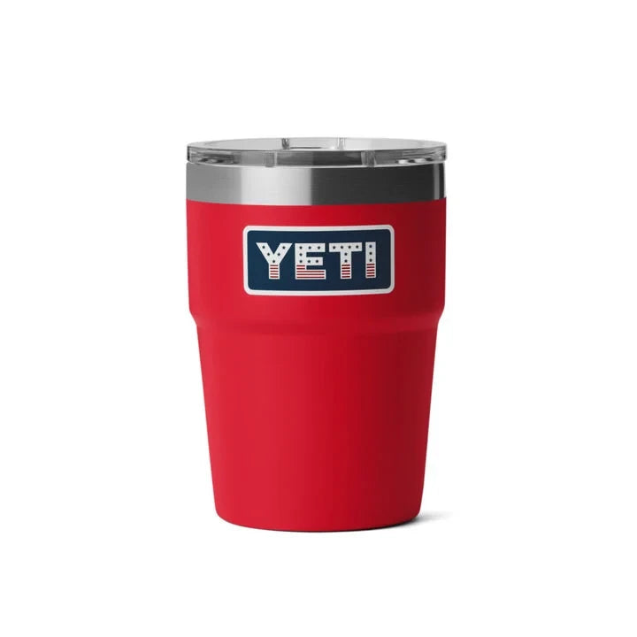 Yeti Rambler 16oz Stackable Pint - Rescue Red with Patriotic Badge
