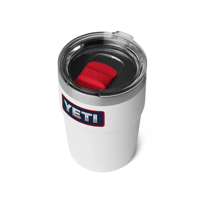 Yeti Rambler 16oz Stackable Pint with MagSlider Lid - White with Patriotic Badge